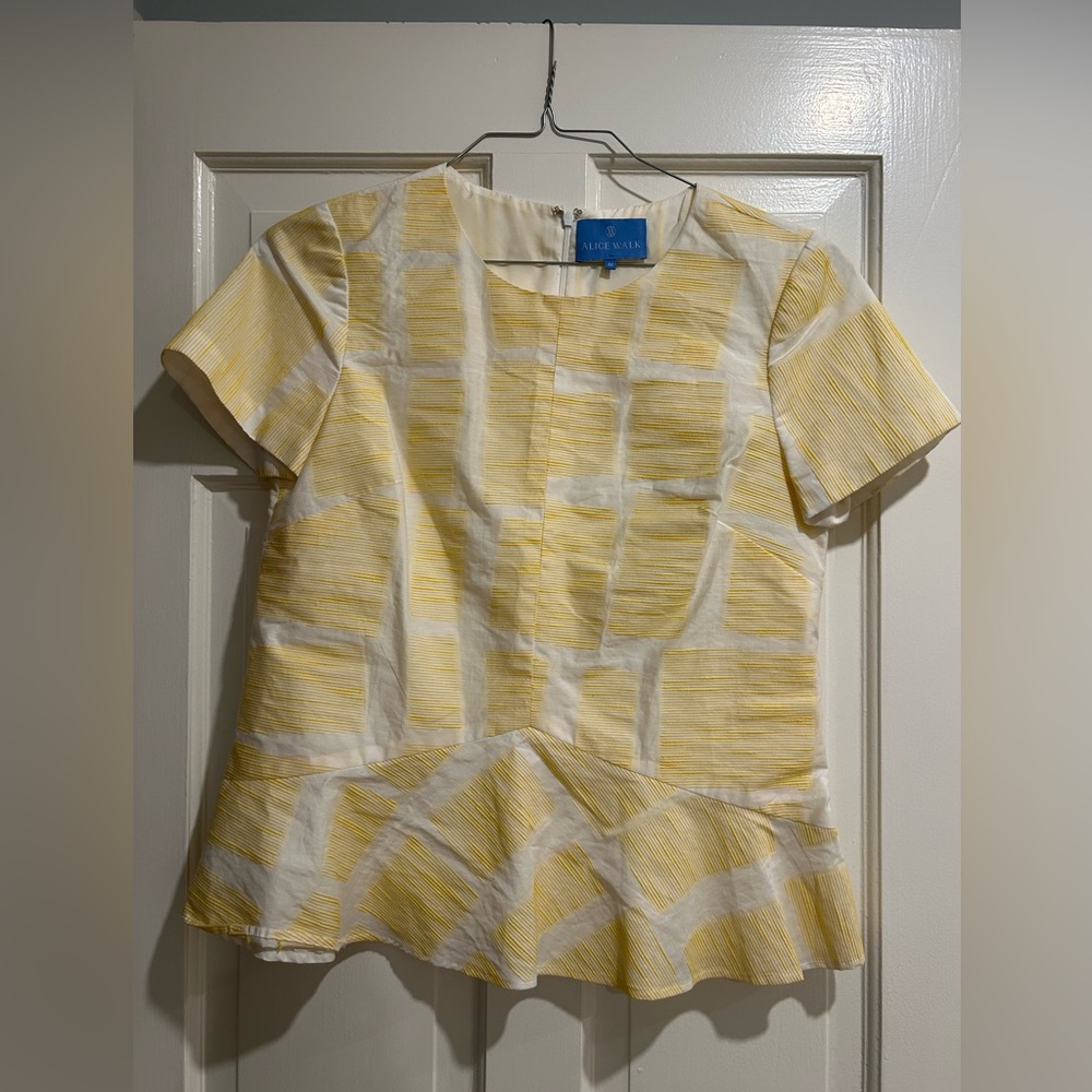 Alice Walk Geometric Yellow and White Blouse